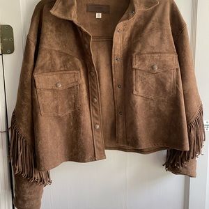 Blank NYC faux suede fringe western jacket Small